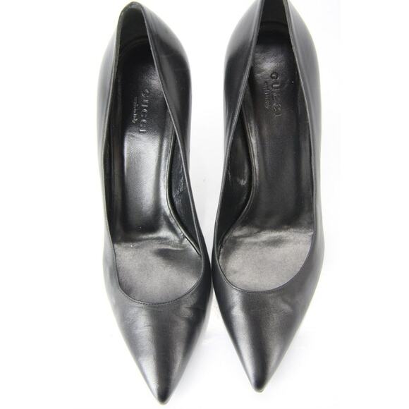 Gucci Black Leather Brooke Pointy Toe Heel Pumps Size 38.5 New $635 Women's - Picture 10 of 12